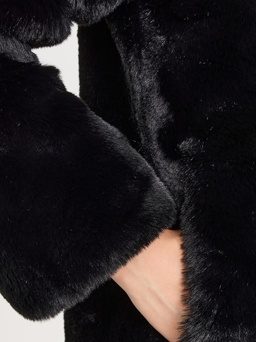 Apparis Black Faux Fur Pea Coat - Picture 3 of 8